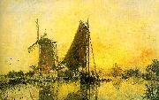 Johann Barthold Jongkind In Holland ; Boats near the Mill china oil painting reproduction